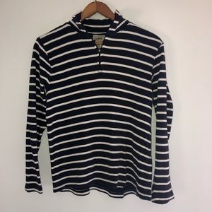 LLBean Navy Blue & White Striped 3/4 ZIP Jacket